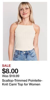 Old Navy Scallop-trimmed pointelle-knit cami top for women offer