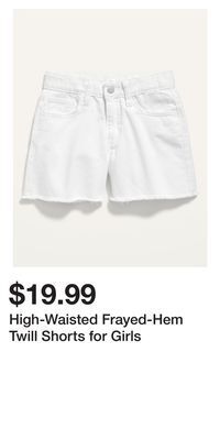 Old Navy High-waisted frayed-hem twill shorts for girls offer