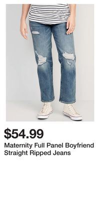 Old Navy Maternity full panel boyfriend straight ripped jeans offer