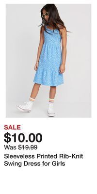 Old Navy Sleeveless printed rib-knit swing dress for girls offer