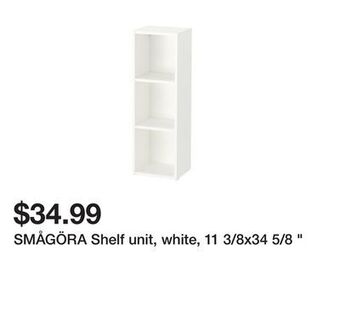 Ikea Smågöra shelf unit, white, 11 3/8x34 5/8 offer