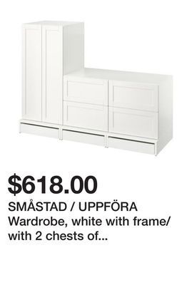 Ikea Småstad / uppföra wardrobe, white with frame/with 2 chests of drawers, 70 7/8x22 1/2x53 1/2 offer
