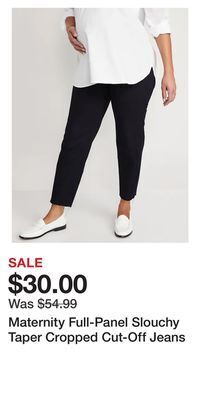 Old Navy Maternity full-panel slouchy taper cropped cut-off jeans offer