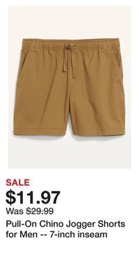 Old Navy Pull-on chino jogger shorts for men -- 7-inch inseam offer