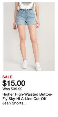 Old Navy Higher high-waisted button-fly sky-hi a-line cut-off jean shorts for women -- 3-inch inseam offer