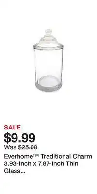 Everhome™ traditional charm 3.93-inch x 7.87-inch thin glass apothecary canister