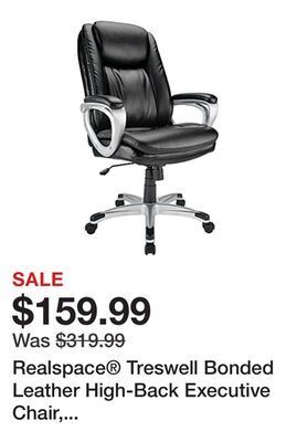 Office Depot Realspace® treswell bonded leather high-back executive chair, black/silver offer