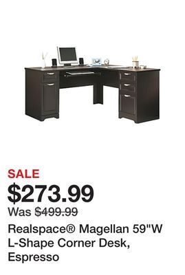 Office Depot Realspace® magellan 59w l-shape corner desk, espresso offer