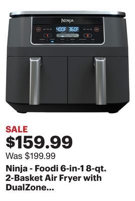 Best Buy Ninja - foodi 6-in-1 8-qt. 2-basket air fryer with dualzone technology - dark grey offer