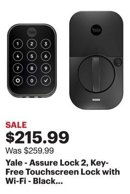 Best Buy Yale - assure lock 2, key-free touchscreen lock with wi-fi - black suede offer