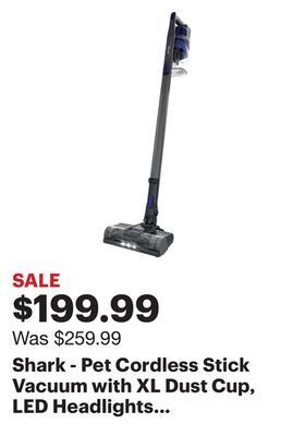 Best Buy Shark - pet cordless stick vacuum with xl dust cup, led headlights - blue iris offer