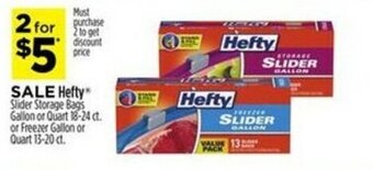Dollar General Hefty Slider Storage Bags Gallon or Quart 18-24 ct offer