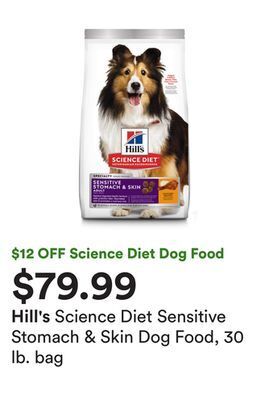 Petco Science diet sensitive stomach & skin dog food, 30 lb. bag offer