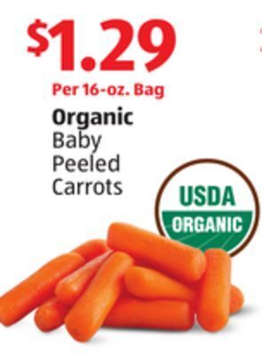 Aldi Organic baby peeled carrots offer