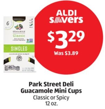 Aldi Park street deli guacamole mini cups offer