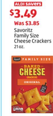 Aldi Savoritz family size cheese crackers offer