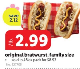 Lidl Original bratwurst, family size offer