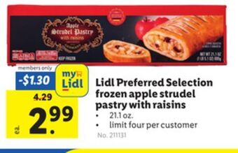 Lidl Lidl preferred selection frozen apple strudel pastry with raisins offer