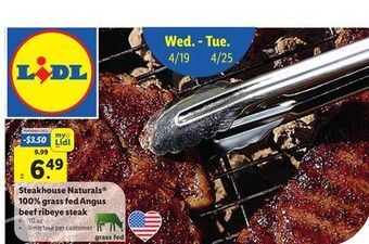Lidl Steakhouse naturals® 100% grass fed angus beef ribeye steak offer