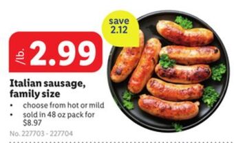 Lidl Italian sausage, family size offer