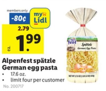 Lidl Alpenfest spätzle german egg pasta offer