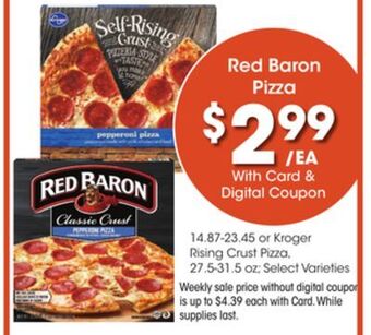 Kroger Red baron pizza offer