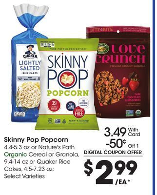 Kroger Skinny pop popcorn offer