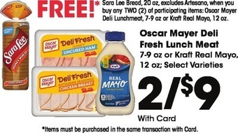 Kroger Oscar mayer deli fresh lunch meat offer