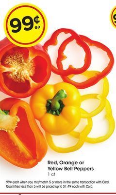 Kroger Red, orange or yellow bell peppers offer
