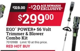 Ace Hardware Ego™ power + 56 volt trimmer & blower combo kit offer