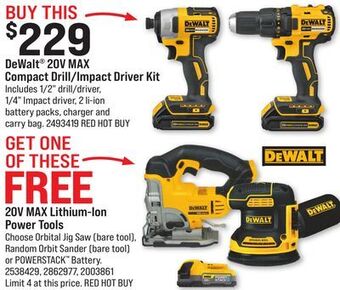 Ace Hardware Dewalt® 20v max compact drill/impact driver kit offer