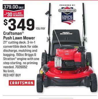 Ace Hardware Craftsman® push lawn mower offer