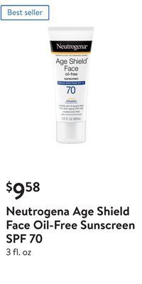 Walmart Neutrogena age shield face oil-free sunscreen spf 70 offer