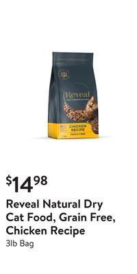 Walmart Reveal natural dry cat food, grain free, chicken recipe offer