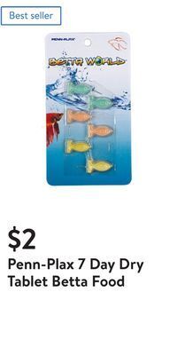 Walmart Penn-plax 7 day dry tablet betta food offer