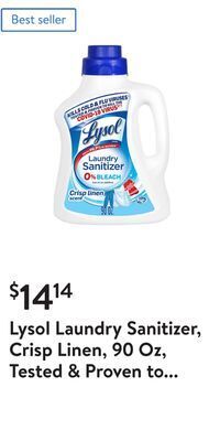 Walmart Lysol laundry sanitizer, crisp linen, 90 oz, tested & proven to kill covid-19 virus, packaging may vary​ offer
