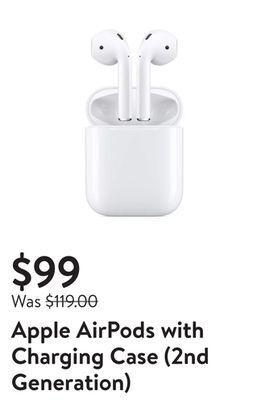 Walmart Apple airpods with charging case (2nd generation) offer