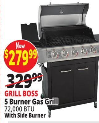 Ocean State Job Lot Grill boss 5-burner gas grill with side burner offer