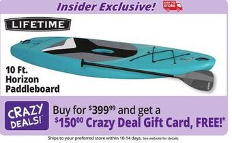 Ocean State Job Lot Lifetime horizon 10' stand up paddleboard offer