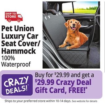 Ocean State Job Lot Pet union luxury car seat cover/ hammock offer