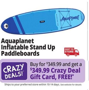 Ocean State Job Lot Aquaplanet 10' allround ten inflatable stand up paddleboard offer