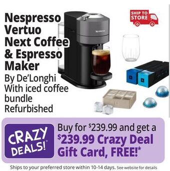 Ocean State Job Lot Nespresso vertuo next coffee & espresso maker offer