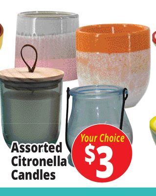 Ocean State Job Lot Assorted citronella candles offer