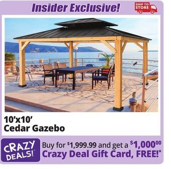 Ocean State Job Lot 10'x10' cedar gazebo offer