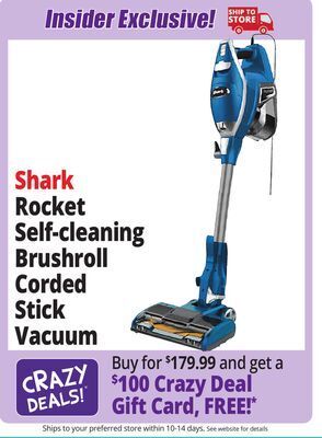 Ocean State Job Lot Shark rocket self-cleaning brushroll corded stick vacuum offer