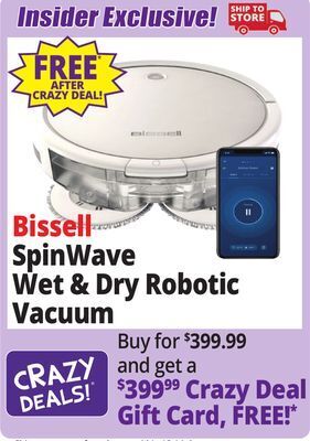 Ocean State Job Lot Bissell spinwave wet and dry robotic vacuum offer
