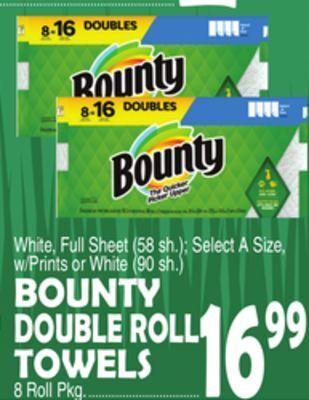 Bravo Supermarkets Bounty double roll towels 8 roll pkg. offer