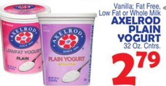 Bravo Supermarkets Axelrod plain yogurt offer