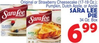 Bravo Supermarkets Sara lee pie 34 oz. box offer
