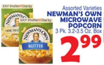Bravo Supermarkets Newman's own microwave popcorn offer